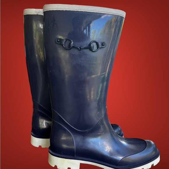 Navy Gucci Horsebit Rain Boots.  Sz 7 - Picture 1 of 7